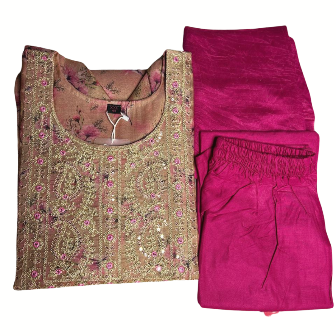 Tissue flower design kurta set
