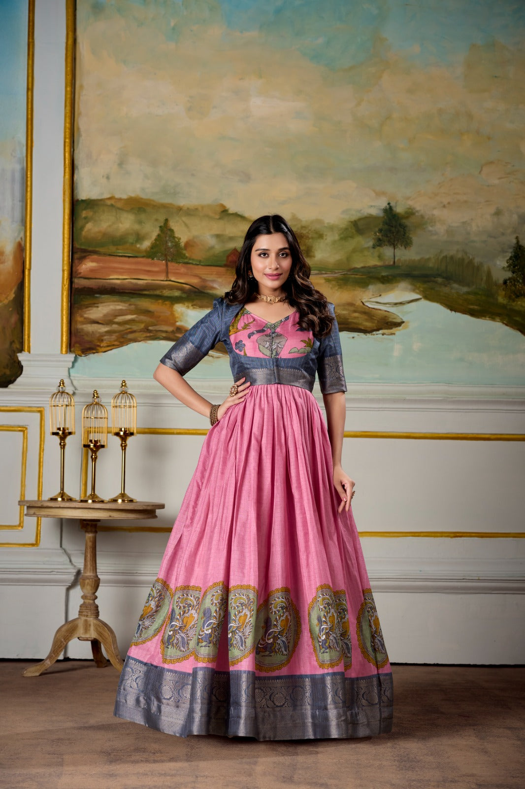 Trending Dola silk gown with koti