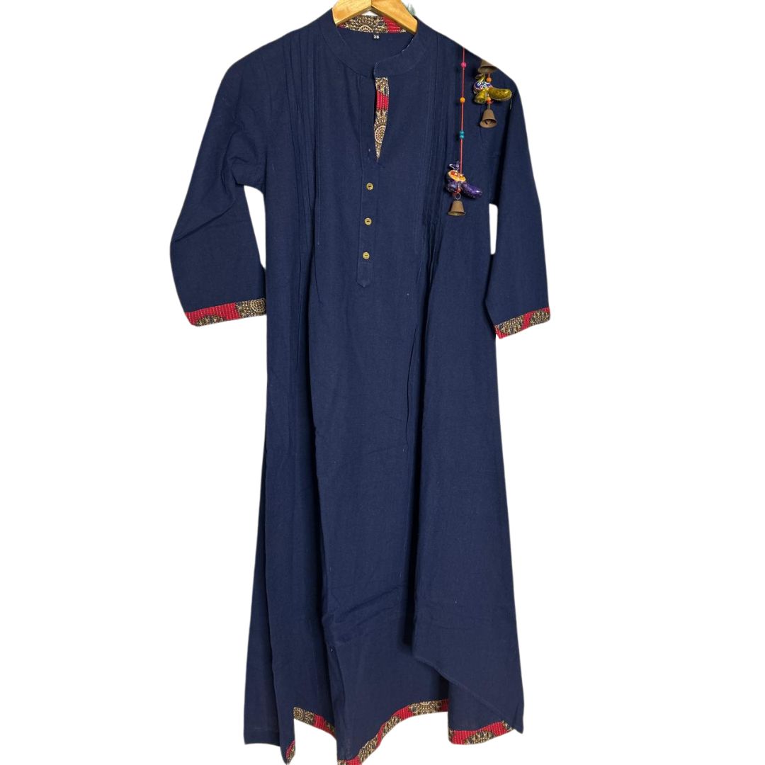 Asymmetrical Navy Blue Office Kurti