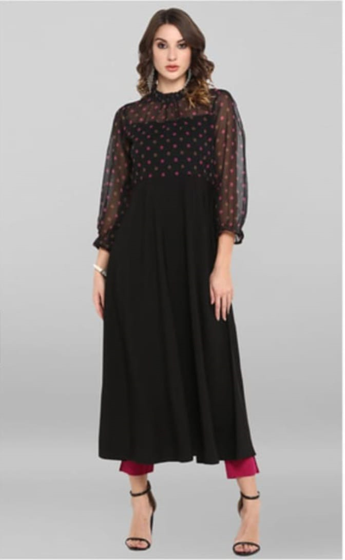 College wear Black Western kurta