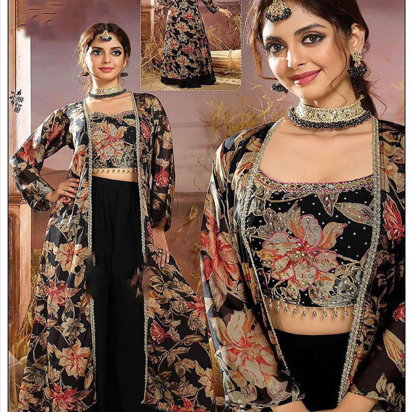 Festive and party wear Western Style Black Lehenga Sets