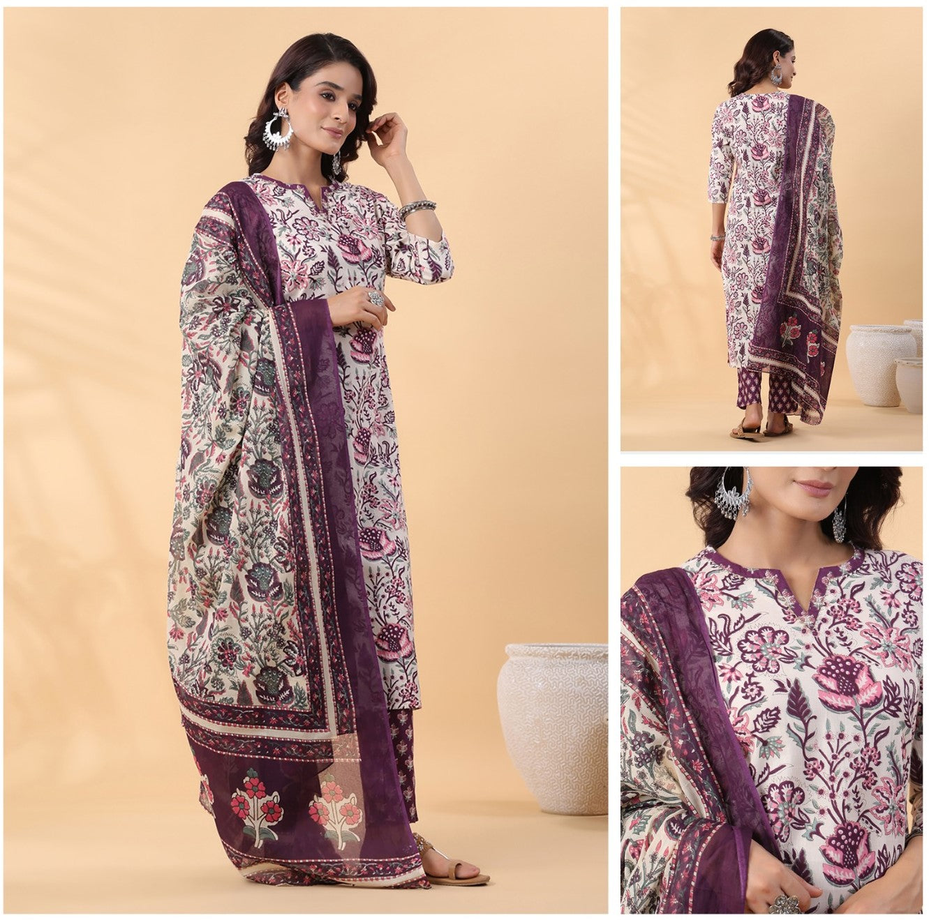 Pure cotton 3pcs kurta set