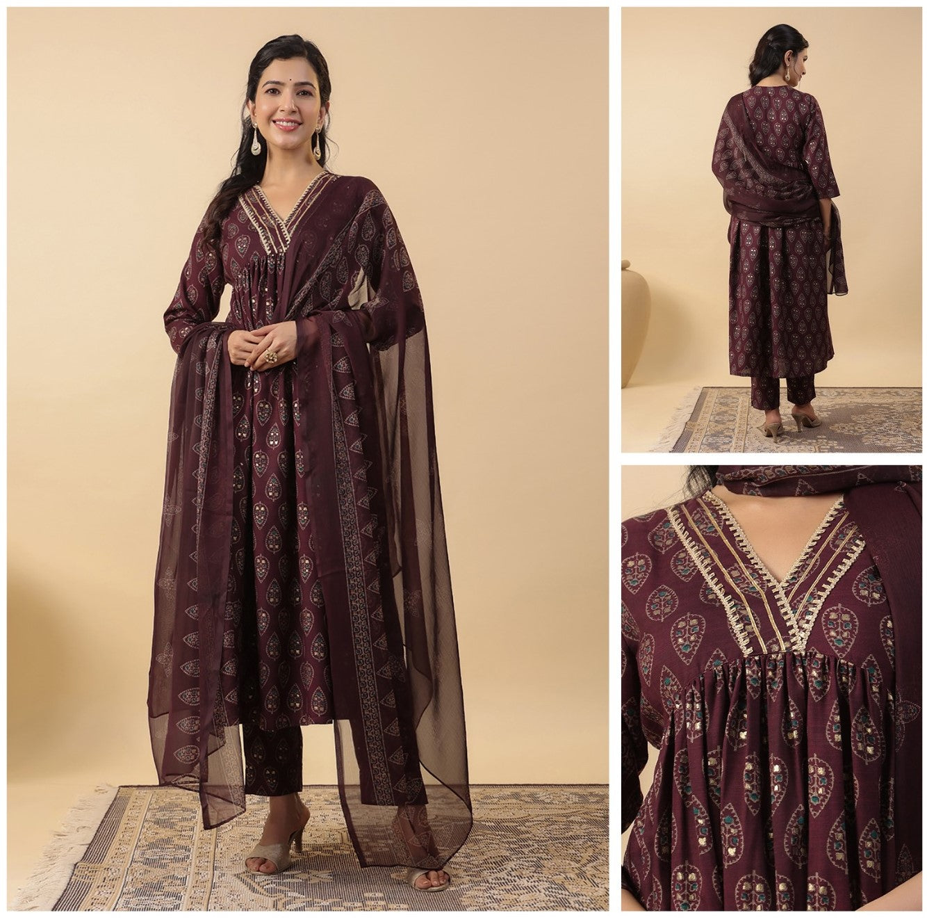 Aliya cut 3pcs kurta set