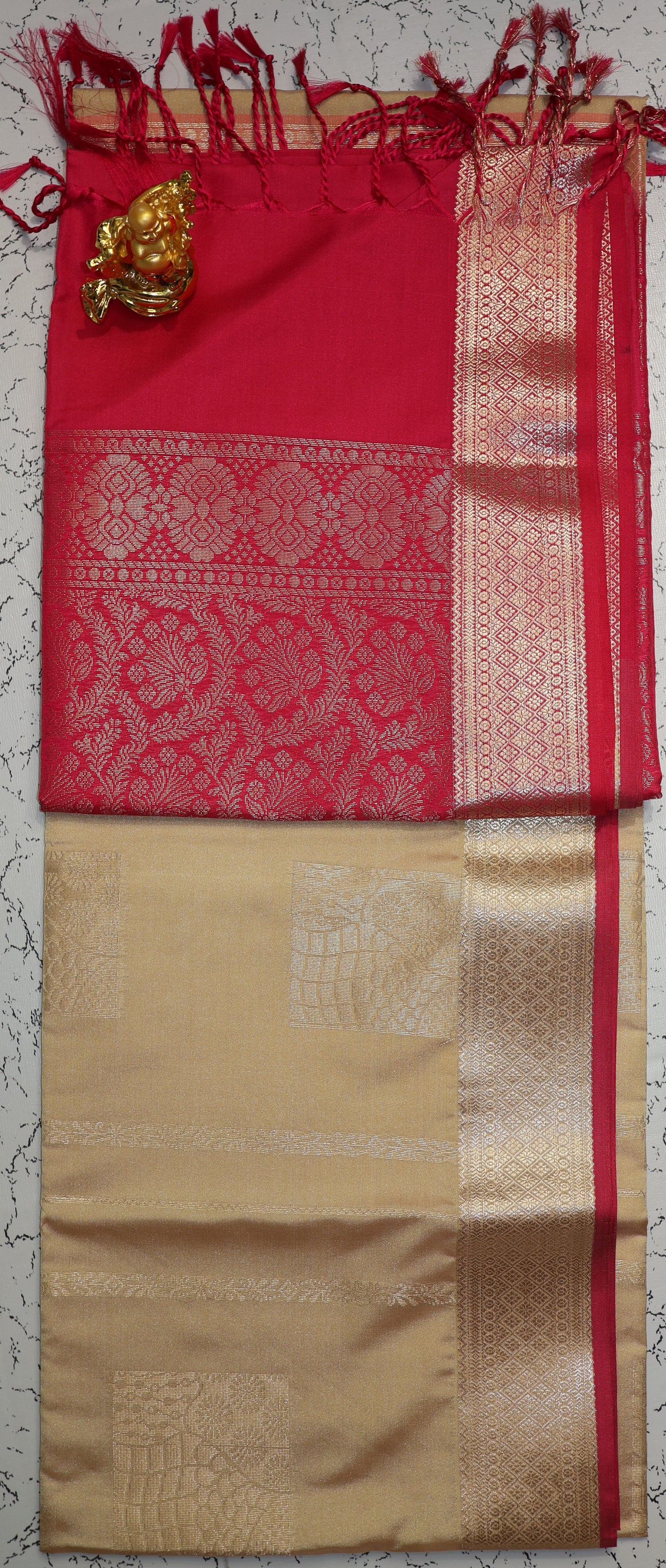 Premium Luxury Chocklet and Pink Semi Silk Saree