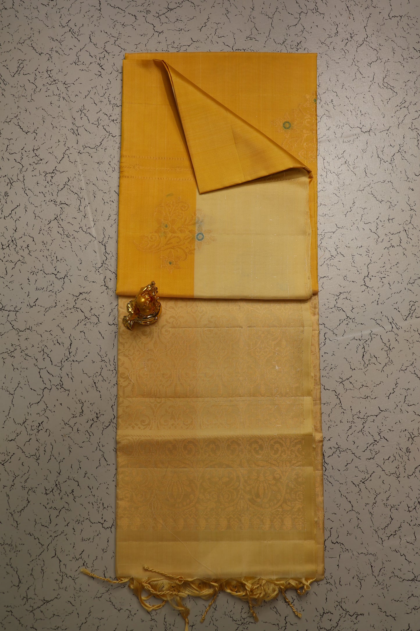 Traditional Premium Light yellow hand woven semi silk saree