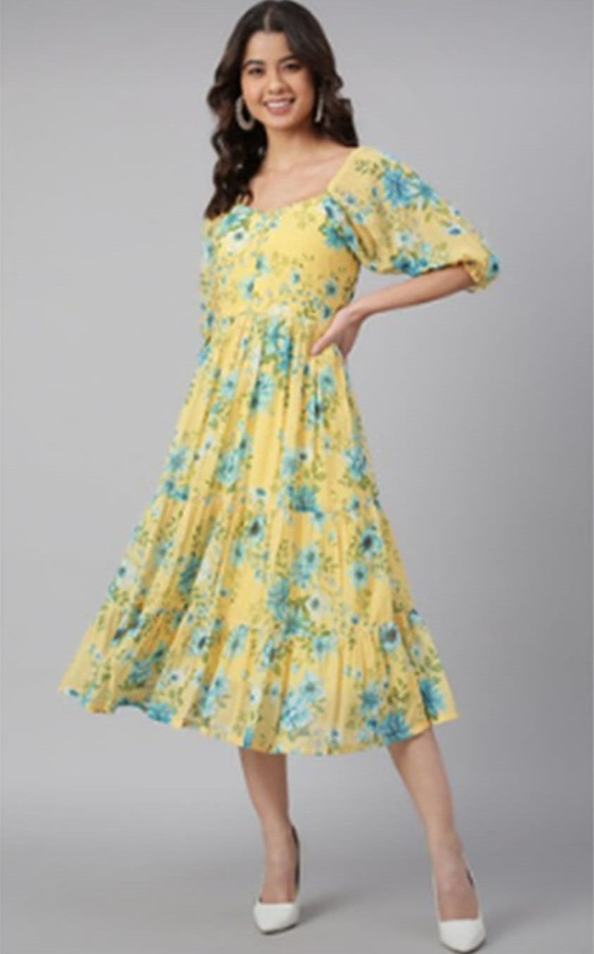 Yellow Western party wear