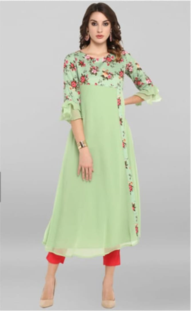 Pista green georgette college girl Kurta