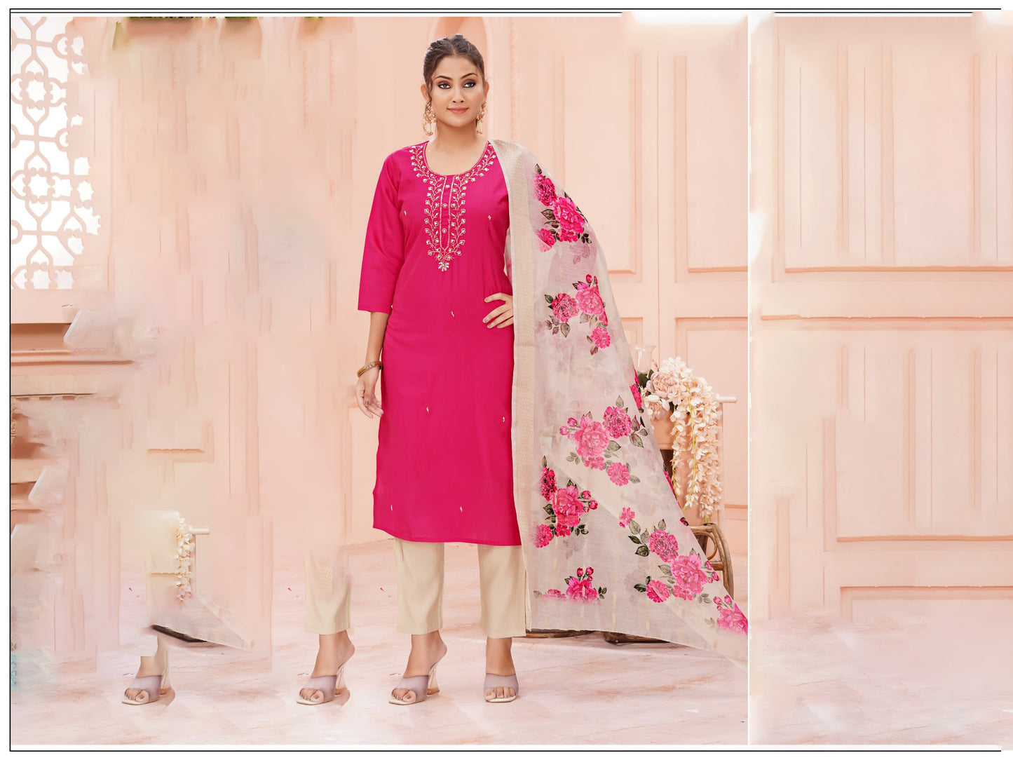 Party wear Roman Silk Kurta Sets