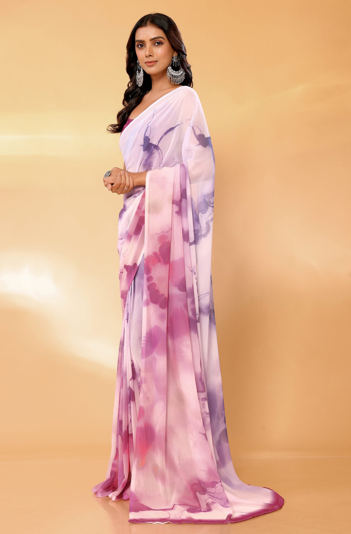 Premium Georgette lavender saree
