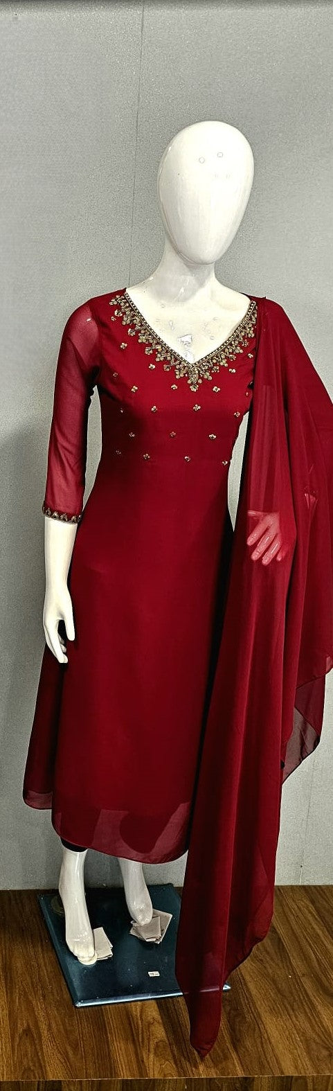 Party and festive wear Maroon Kurti with Dupatta