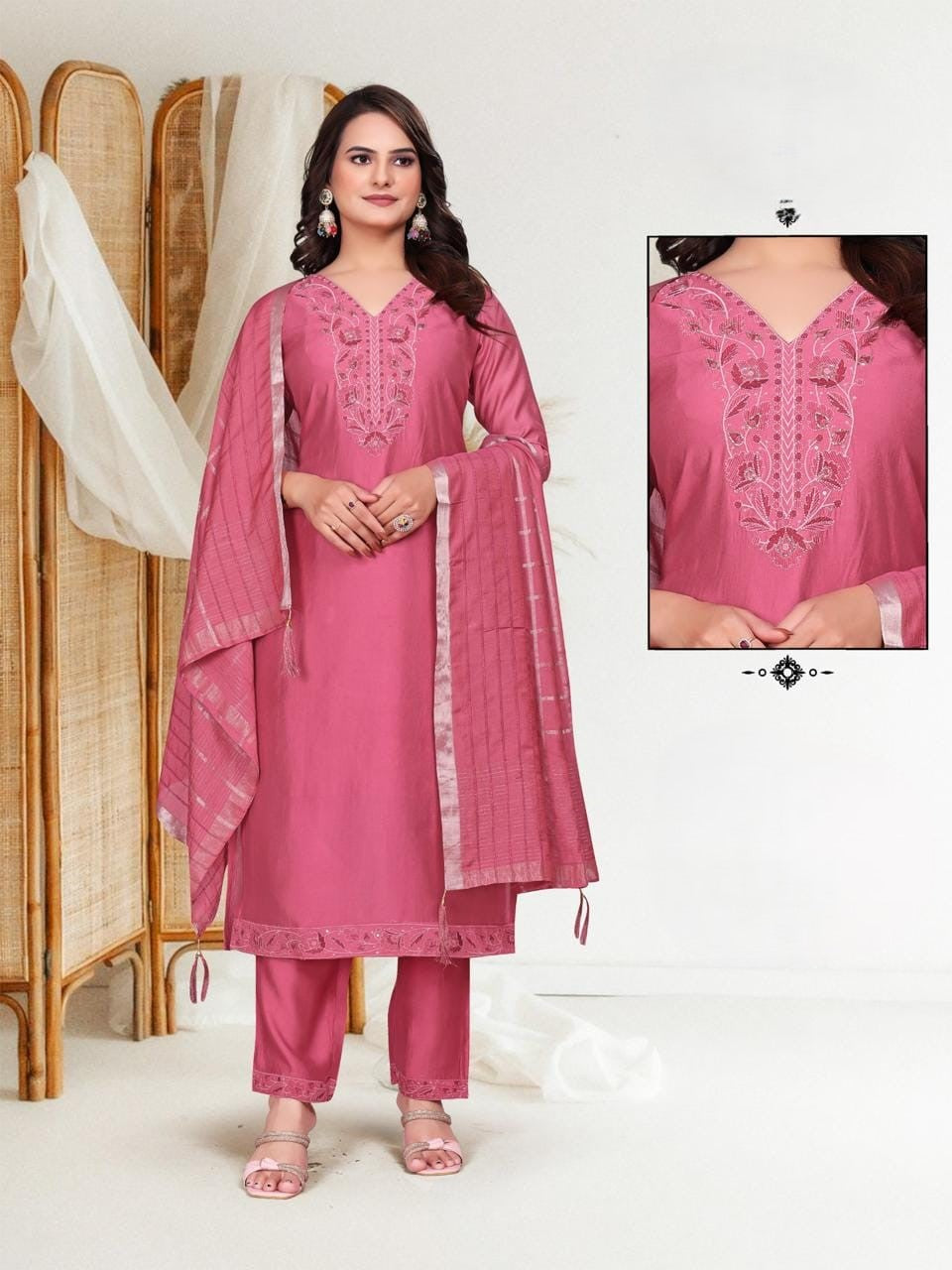 Pink Party wear kurta set