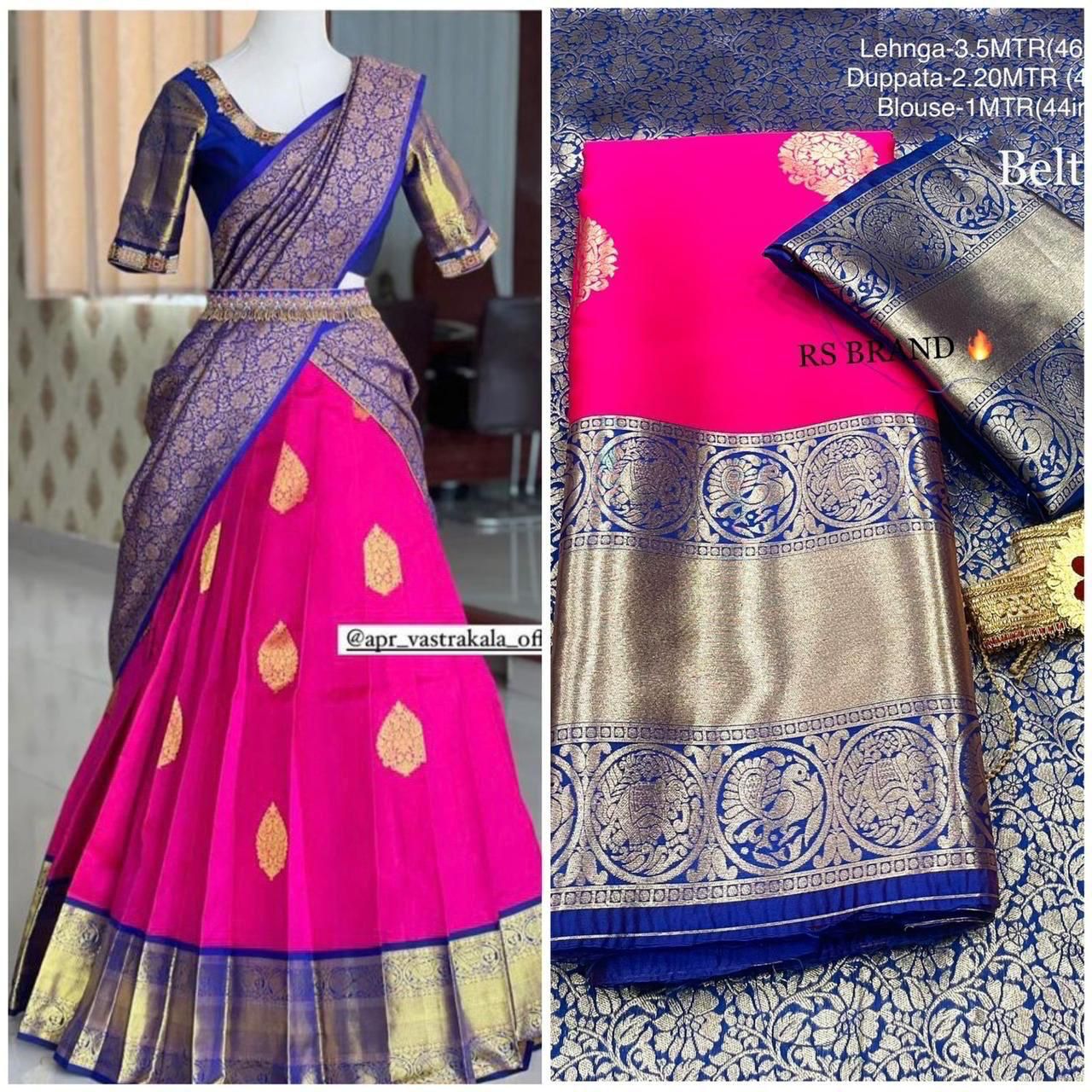 South-Indian Kanchivaram zari weaved half-saree Lehenga
