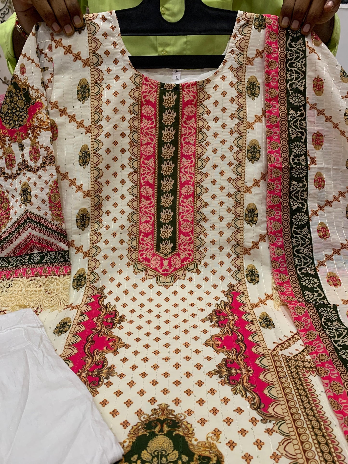 Pure Muslin with sequence work kurta set