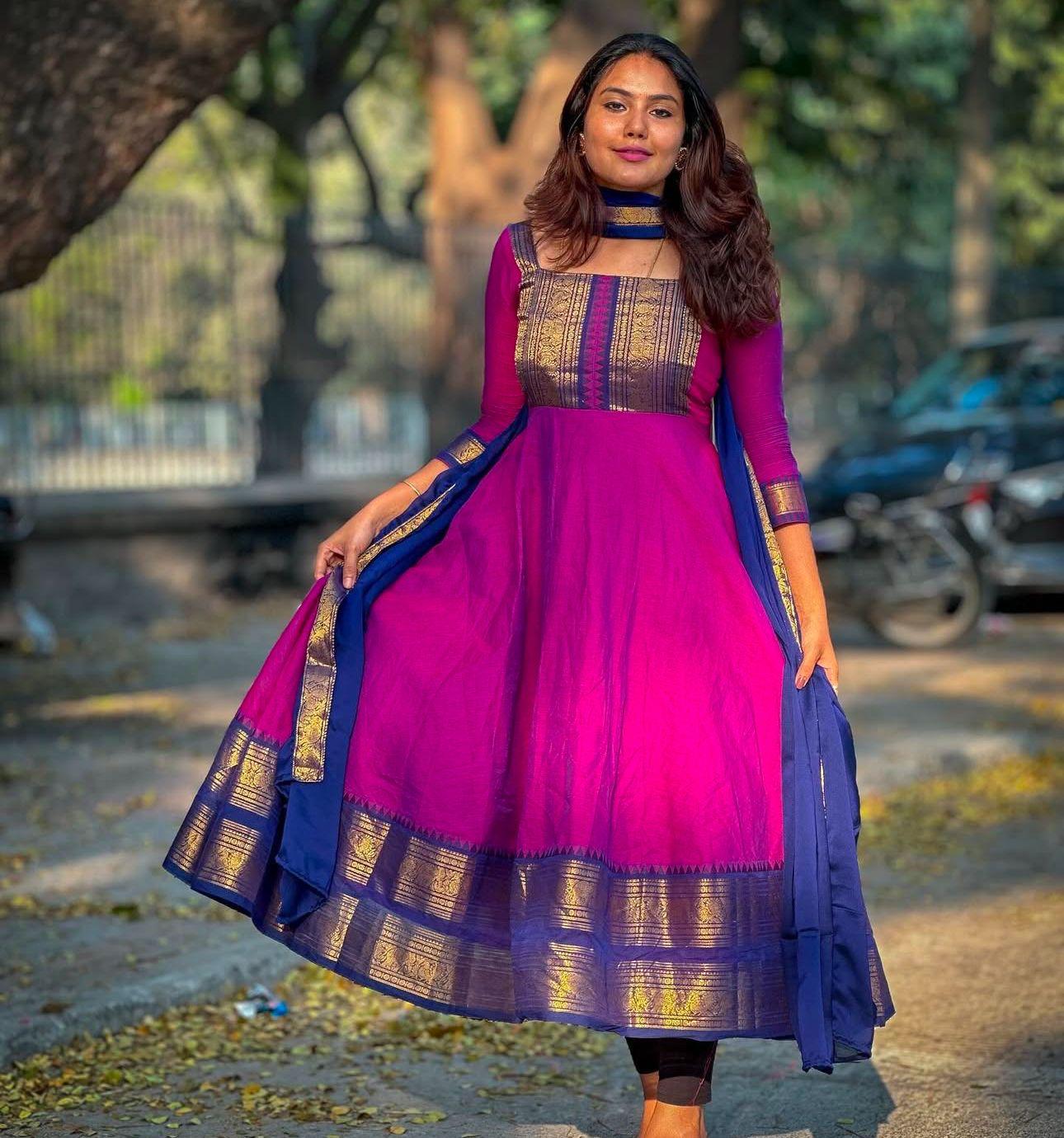 Trendy Traditional Outfit Vichitra silk Kurti with dupatta