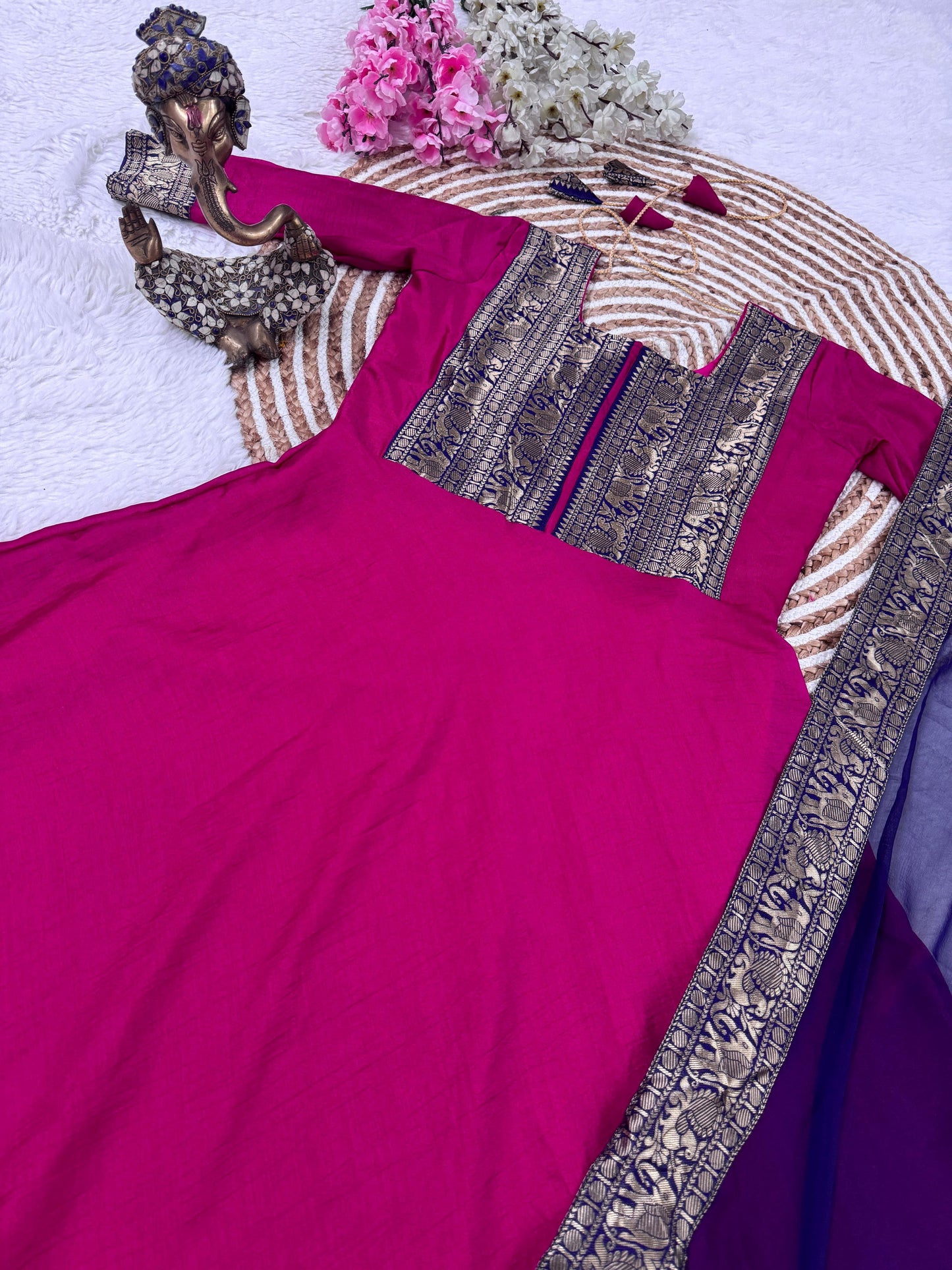 Trendy Traditional Outfit Vichitra silk Kurti with dupatta