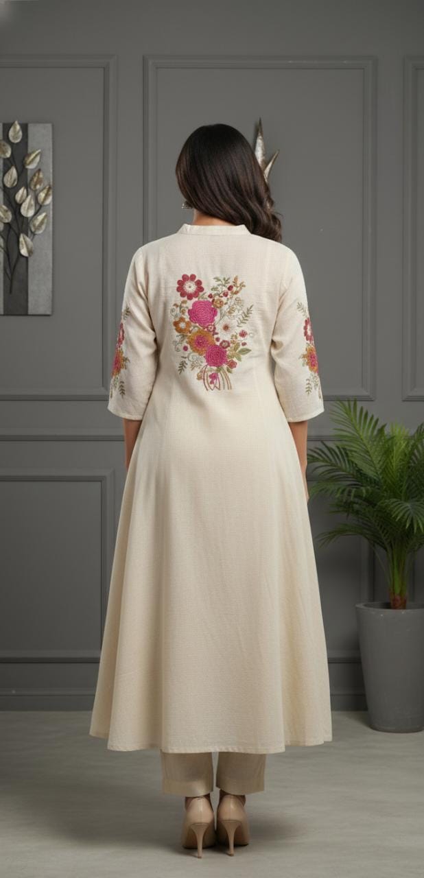 College / Office wear Cotton A-line Kurti with Pant