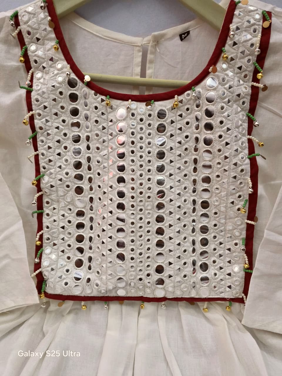 Half white Cotton Anarkali kurti with Pant