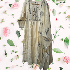 Office and college wear half white Cotton Kurta set