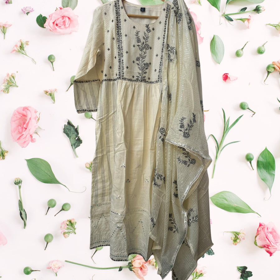 Office and college wear half white Cotton Kurta set
