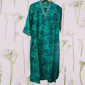 Office and college wear peacock blue Muslin V neck kurti