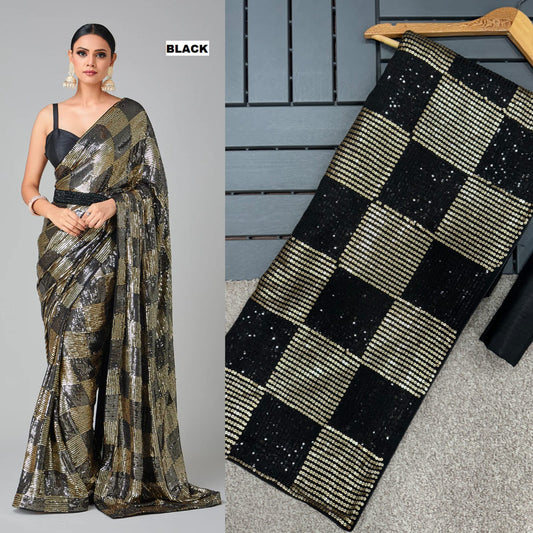 Party Wear Georgette Sequence Saree