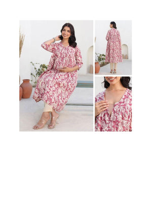 Branded cotton Maternity kurta  with button open