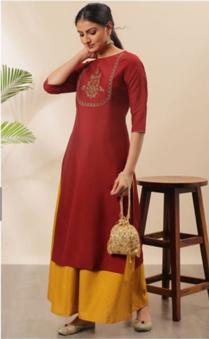 College and office wear Silk red kurti