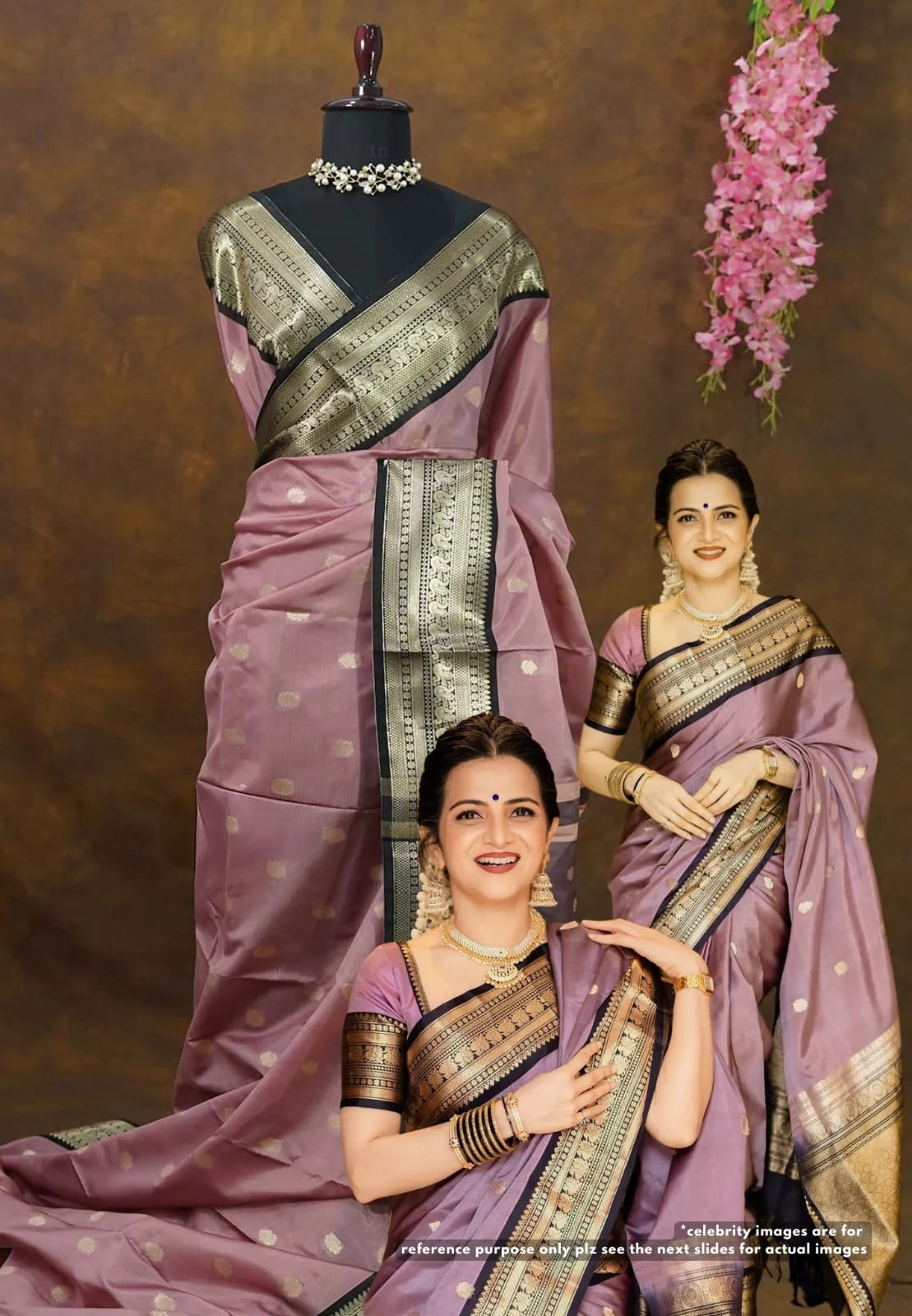 DD celebrity inspired Premium Banarasi Onion Pink Semi Katan Soft Saree