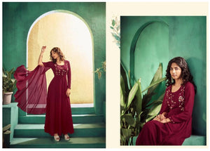 Festival and wedding Mustard  Maxi Gown with Hand work