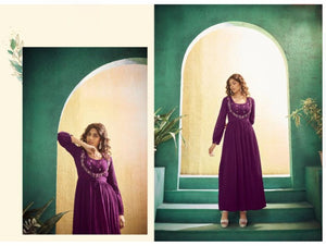 Festival and wedding Mustard  Maxi Gown with Hand work