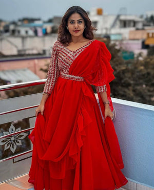 Festive and Party wear Red Maxi Gowns