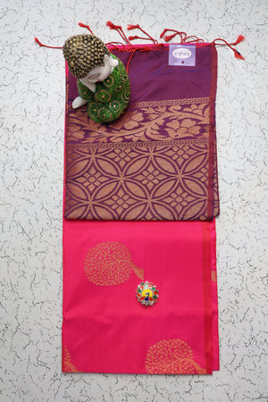 Budget friendly Rani pink & purple soft silk saree