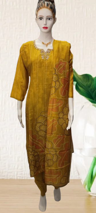 Trending Festive Wear Bhandani Green kurta set