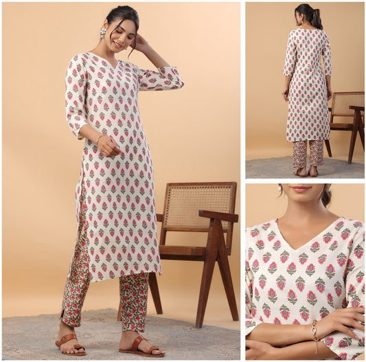 Janasya branded cotton Kurta with pants