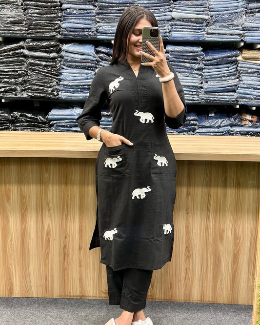 Trending Summer Cotton Kurta with Pants for women
