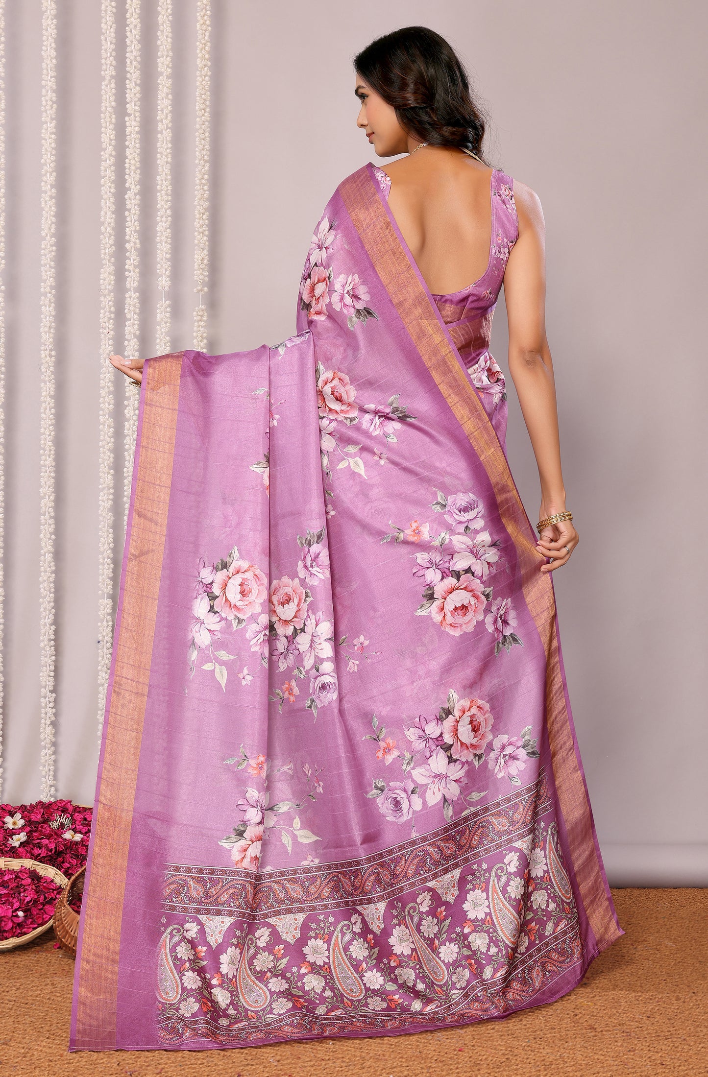 Office and College Wear Chanderi Silk Blend Purple Saree