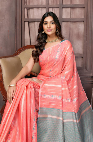 Festive Wear Banarasi Silk Blend Pink Saree