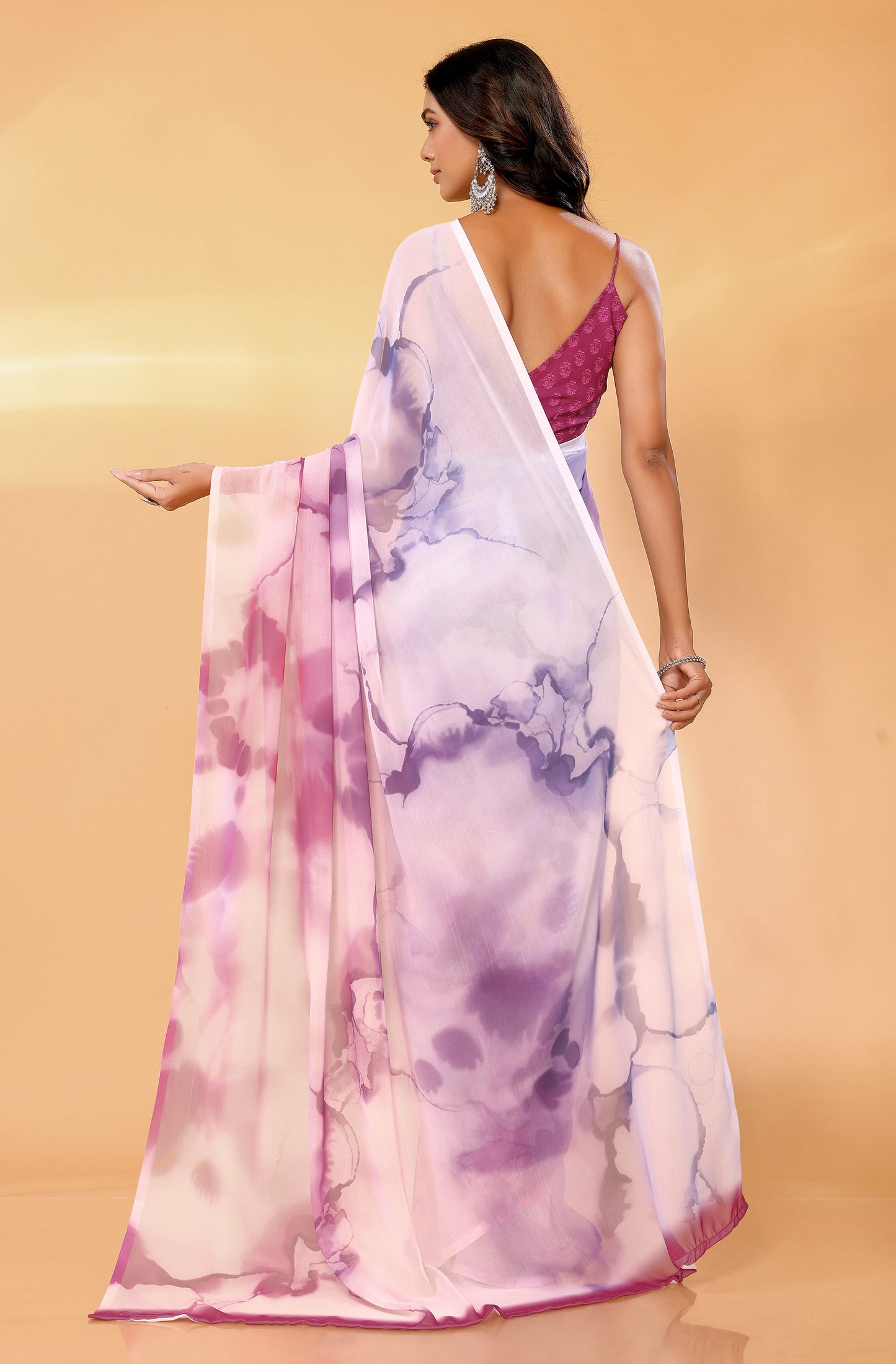 Premium Georgette lavender saree