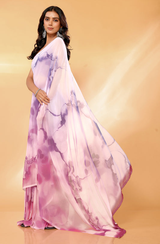 Premium Georgette lavender saree