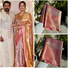 Jyothika Inspired Premium Pink Tissue Silk Saree