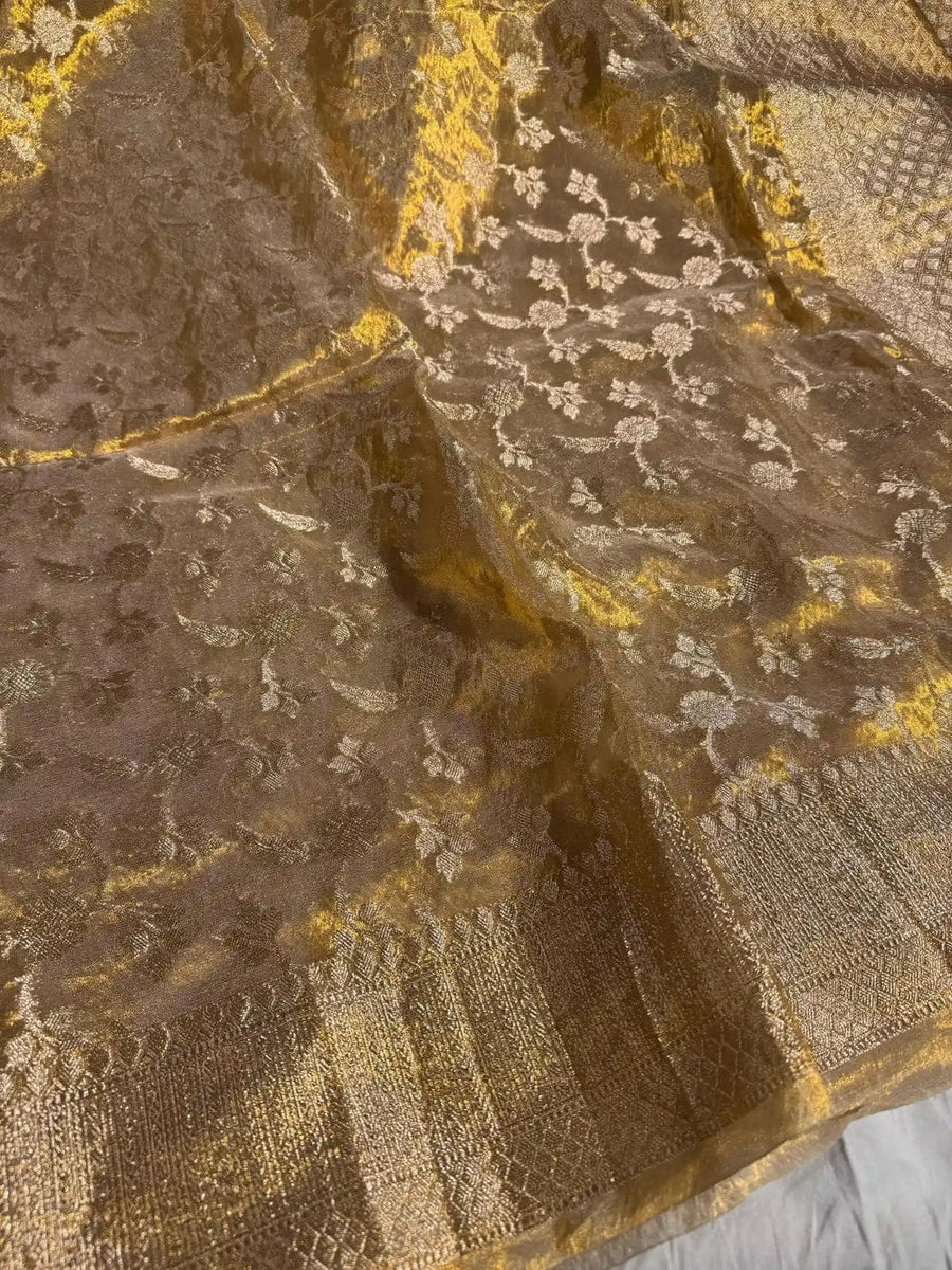 Luxury Banarasi Jaal Golden Tissue Saree