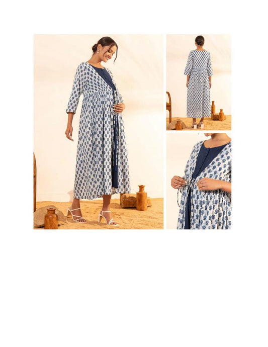 Maternity dress with over coat model