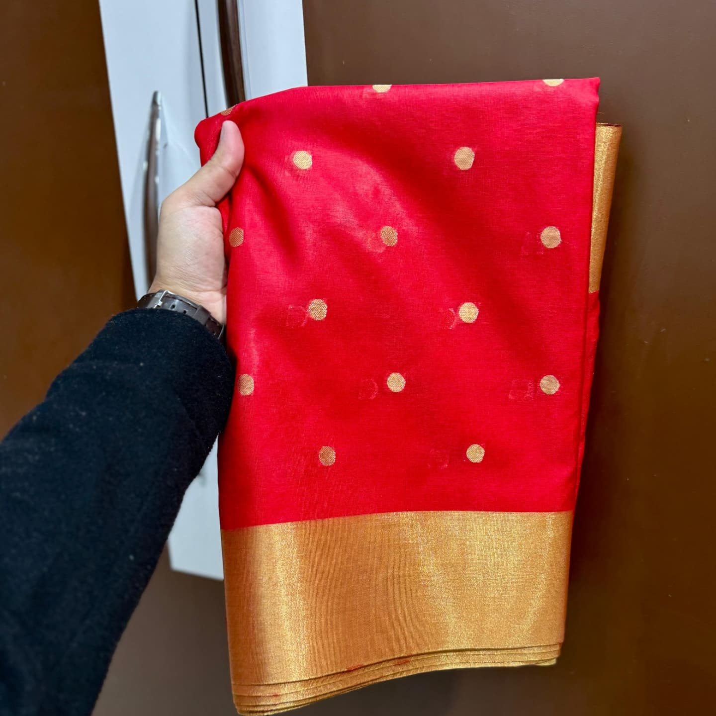 Nayanthara Inspired Premium Red Banarasi Silk Saree