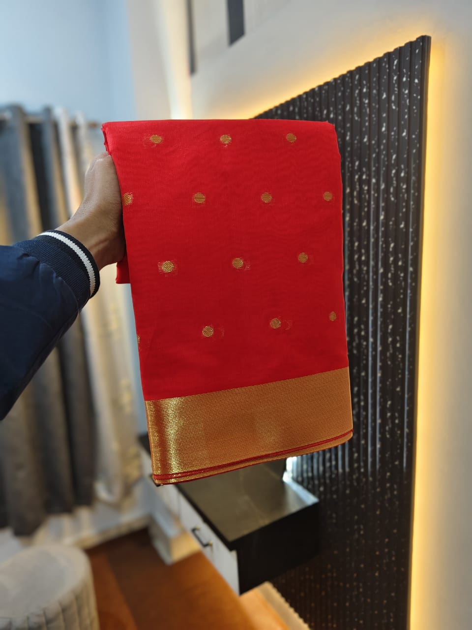 Nayanthara Inspired Premium Red Banarasi Silk Saree