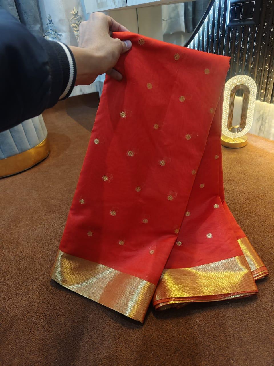 Nayanthara Inspired Premium Red Banarasi Silk Saree