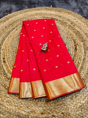 Nayanthara Inspired Premium Red Banarasi Silk Saree