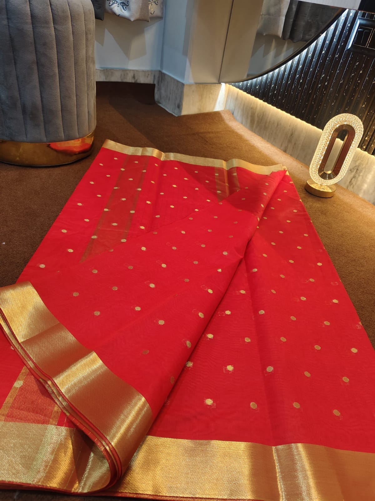 Nayanthara Inspired Premium Red Banarasi Silk Saree