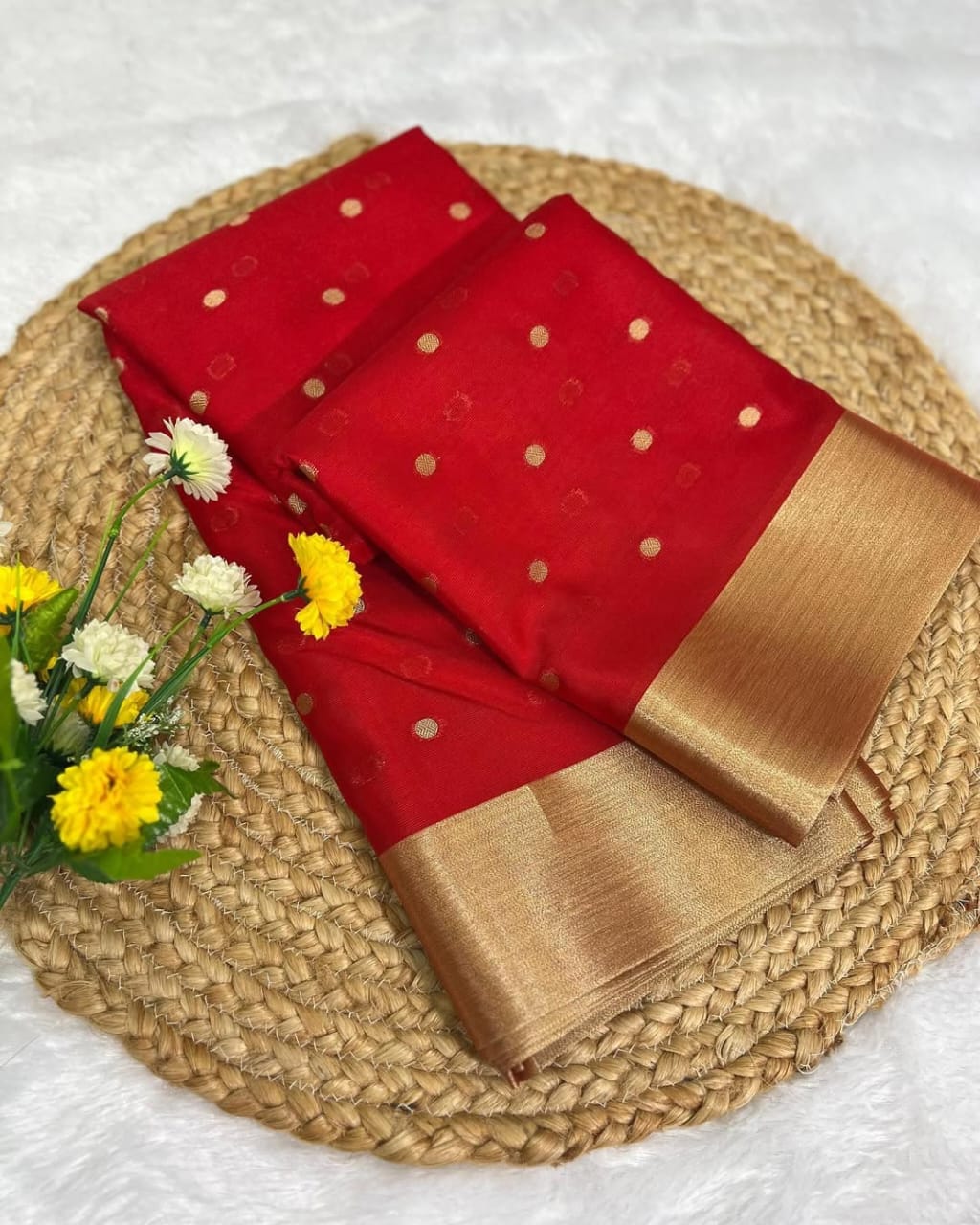 Nayanthara Inspired Premium Red Banarasi Silk Saree