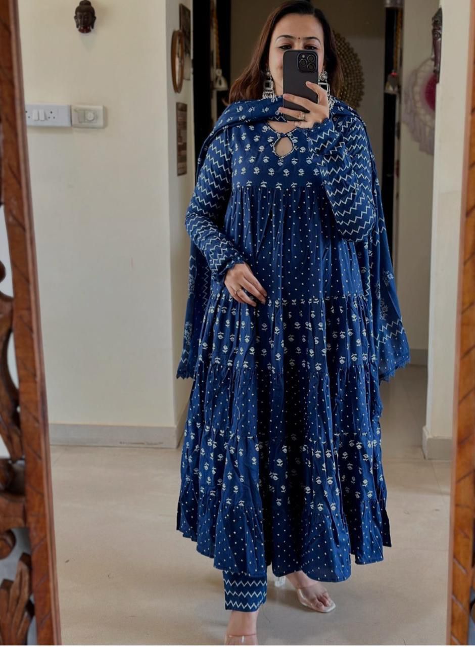 Office and college wear Cotton Anarkali Kurta Set