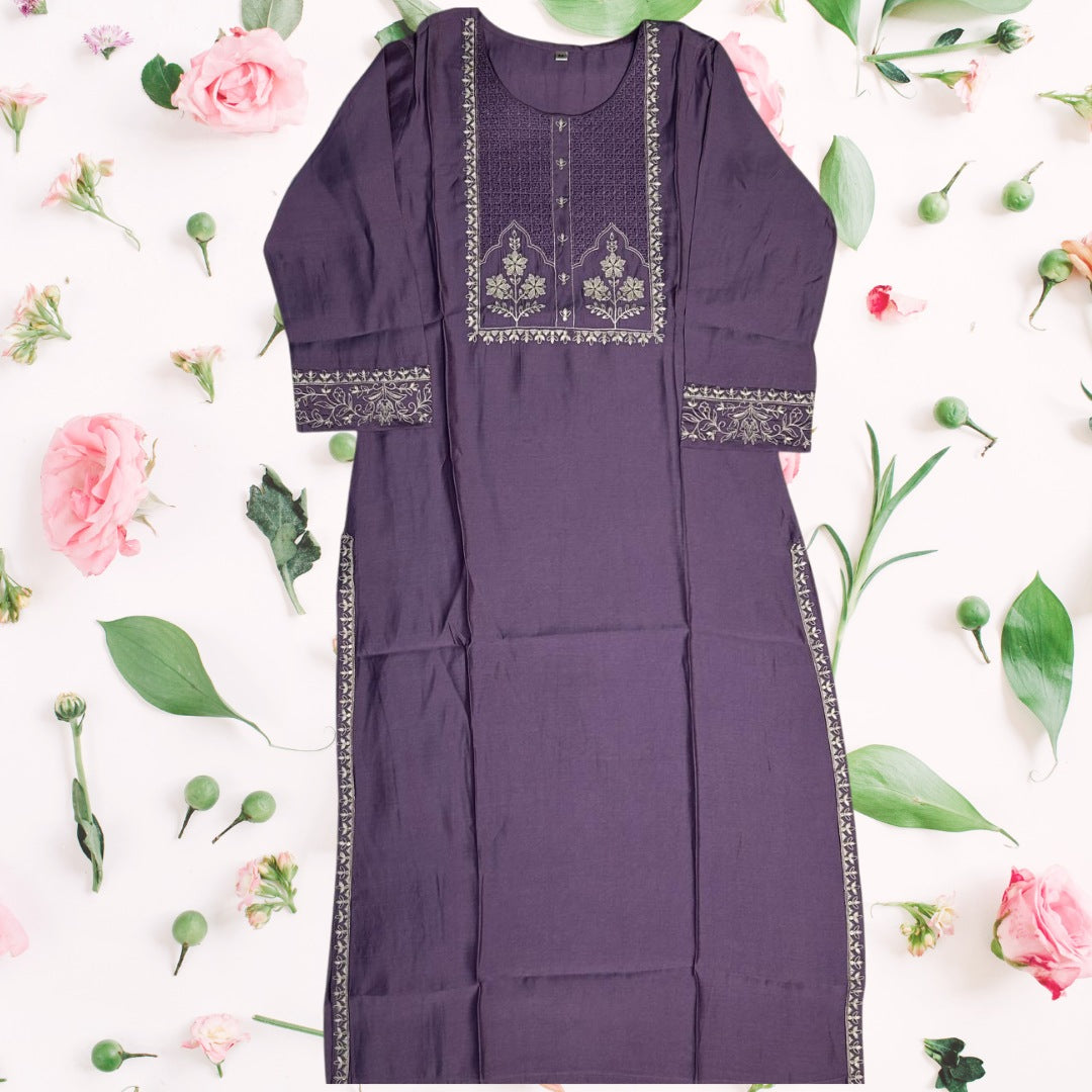 Office and college wear Lavender Viscose muslin kurti